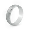 Thumbnail Image 2 of Men's 6.0mm Satin Stepped Edge Wedding Band in 14K White Gold - Size 10