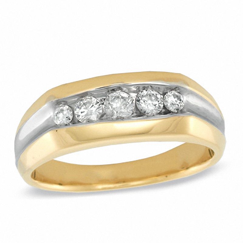 Men's 0.46 CT. T.W. Diamond Five Stone Anniversary Band in 10K Gold