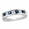 Thumbnail Image 0 of Blue Sapphire and 0.23 CT. T.W. Diamond Channel Band in 10K White Gold