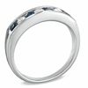 Thumbnail Image 1 of Blue Sapphire and 0.23 CT. T.W. Diamond Channel Band in 10K White Gold