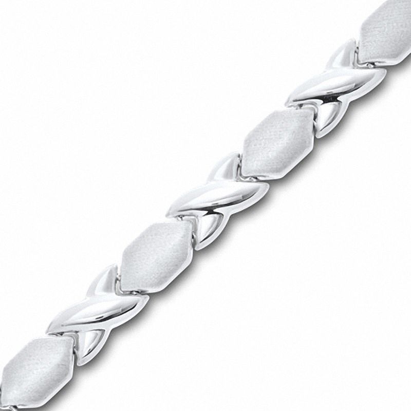 10K White Gold "X" and "O" Stampato Bracelet