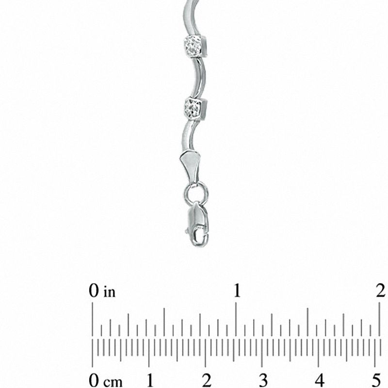 10K White Gold Curve Square Stampato Bracelet