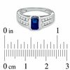 Thumbnail Image 3 of Emerald-Cut Blue Sapphire and 0.15 CT. T.W. Diamond "U" Ring in 14K White Gold