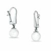Thumbnail Image 1 of Akoya Cultured Pearl Leverback Earrings in 14K White Gold