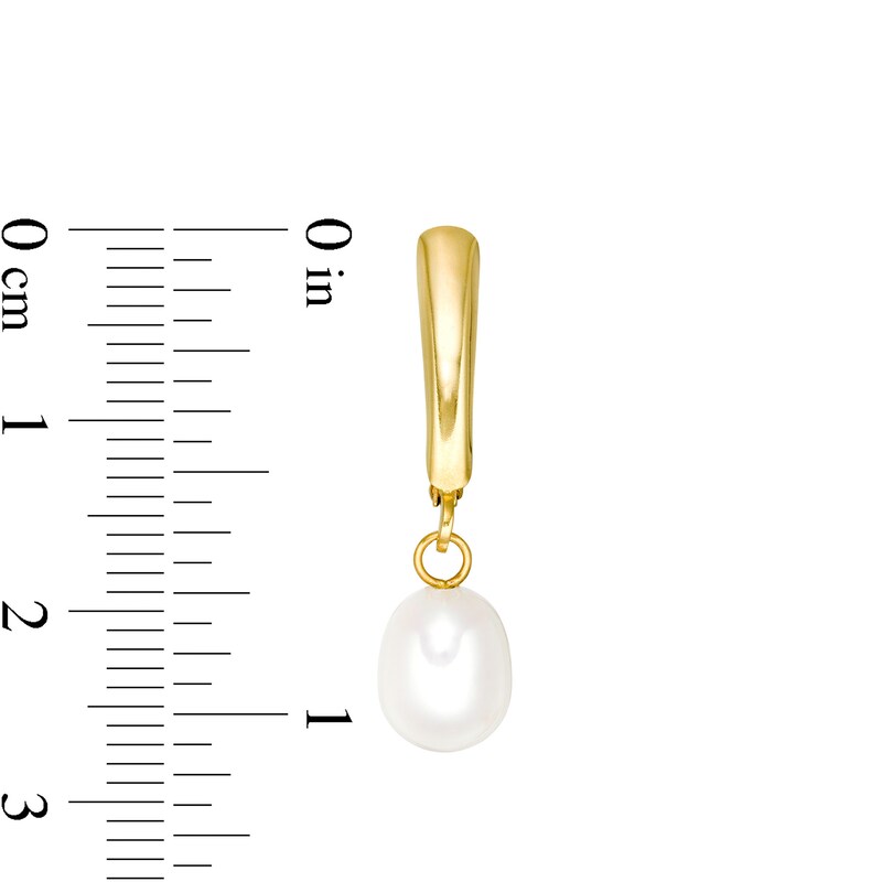 Main Image 3 of 7.0-8.0mm Baroque Freshwater Cultured Pearl Drop Earrings in 14K Gold