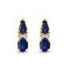 Thumbnail Image 1 of Oval and Pear Blue Sapphire Fashion Earrings in 10K Gold with Diamond Accents