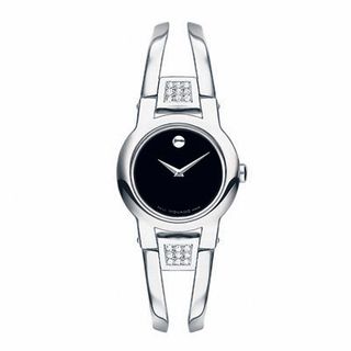 Ladies' Movado Amorosa® Diamond Accent Bangle Watch with Black Dial (Model: 0604982)