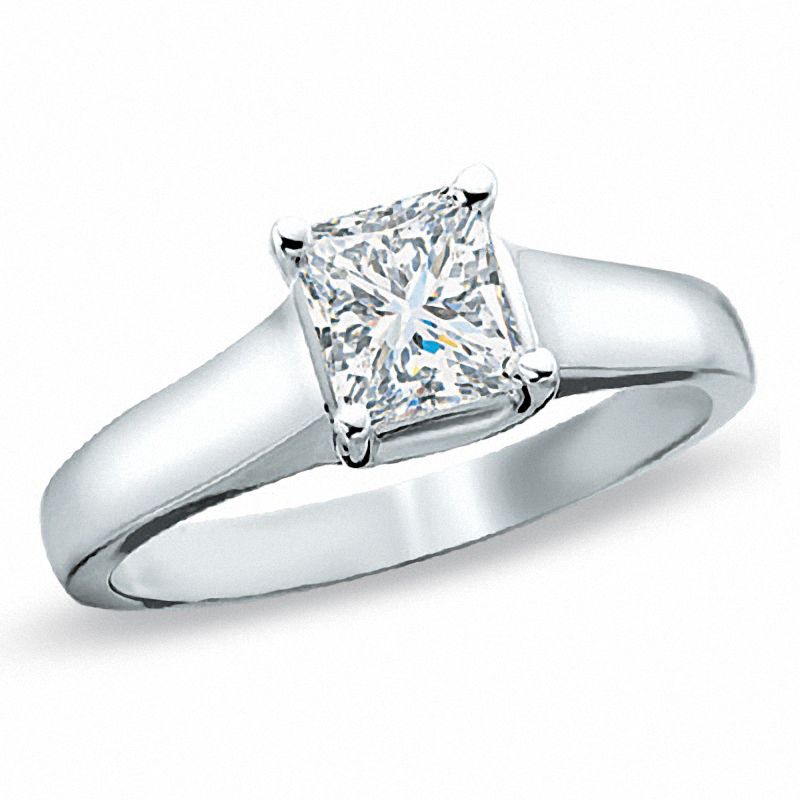 0.50 CT. Certified Prestige® Princess-Cut Diamond Solitaire Engagement Ring in 14K White Gold (J/I1)