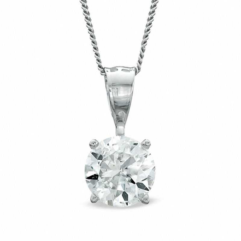 1.00 CT. Certified Diamond Solitaire Crown Royal Pendant in 14K White Gold (J/I3)