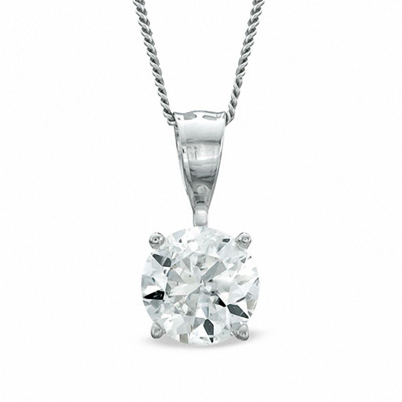 Main Image 1 of 1.00 CT. Certified Diamond Solitaire Crown Royal Pendant in 14K White Gold (J/I3)
