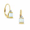 Thumbnail Image 1 of Square Opal Leverback Earrings in 10K Gold with Diamond Accents