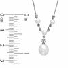 6.5-7.0mm Pink Freshwater Cultured Pearl and Diamond Accent Drop "Y" Necklace in 10K White Gold-17"