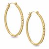 25mm Diamond-Cut Hinged Hoop Earrings in 14K Gold