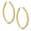 Thumbnail Image 0 of 25mm Diamond-Cut Hinged Hoop Earrings in 14K Gold