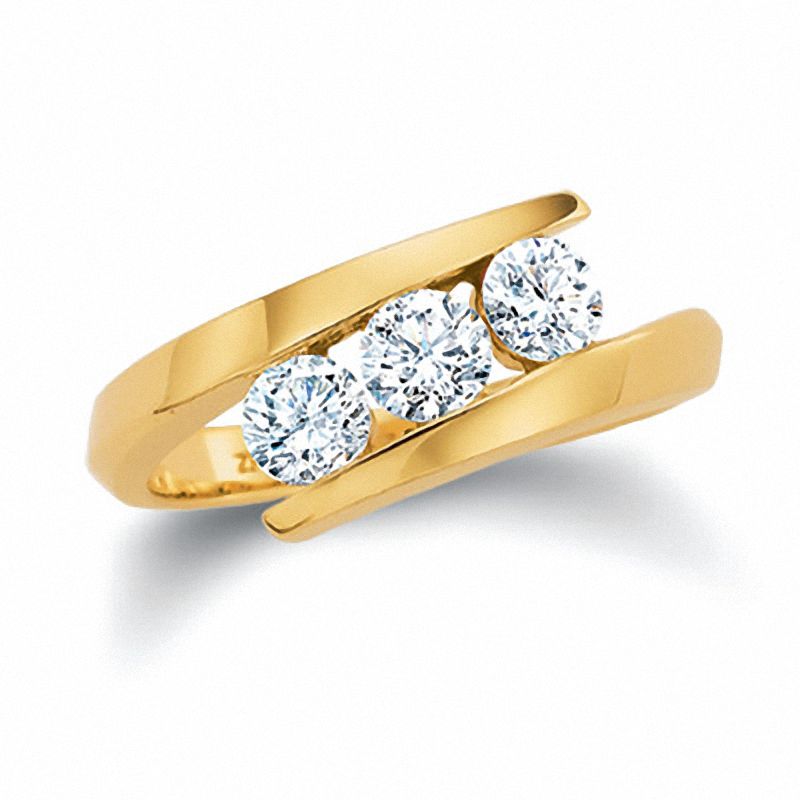 1.00 CT. T.W. Diamond Three Stone Bypass Ring in 14K Gold