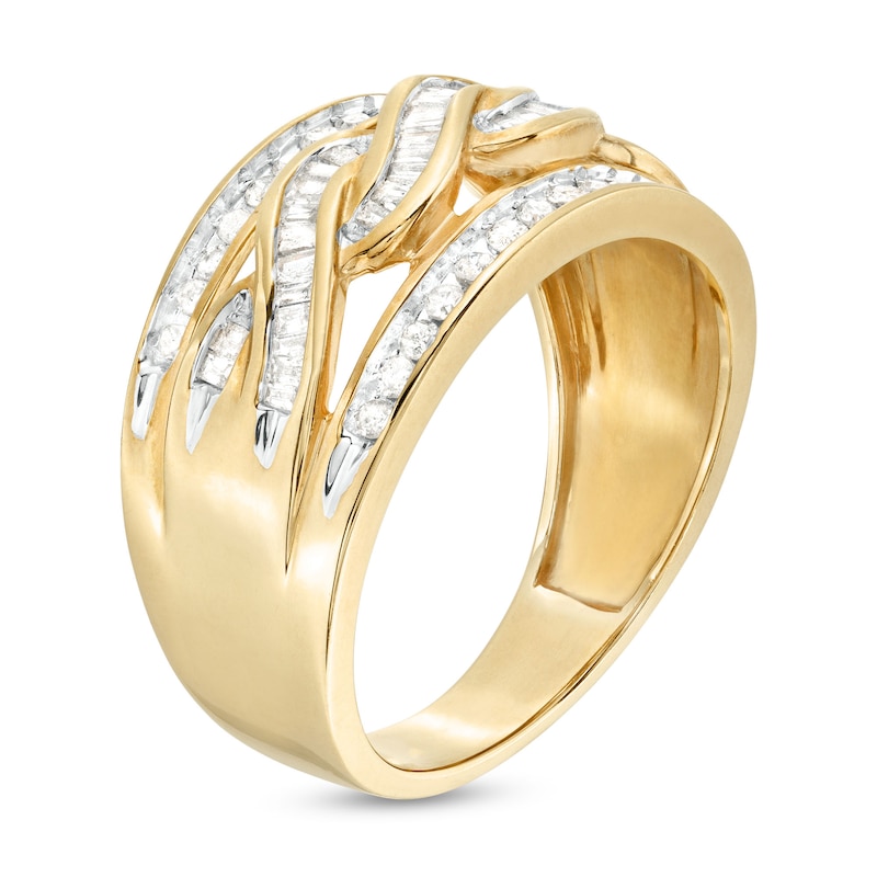 Main Image 3 of 0.50 CT. T.W. Round and Baguette Diamond Swirl Band in 10K Gold