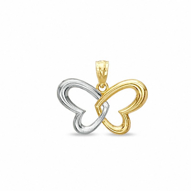 Double Heart Butterfly Charm in 10K Two-Tone Gold