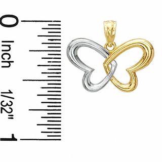 Double Heart Butterfly Charm in 10K Two-Tone Gold