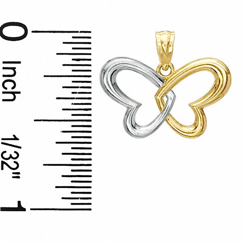 Main Image 2 of Double Heart Butterfly Charm in 10K Two-Tone Gold