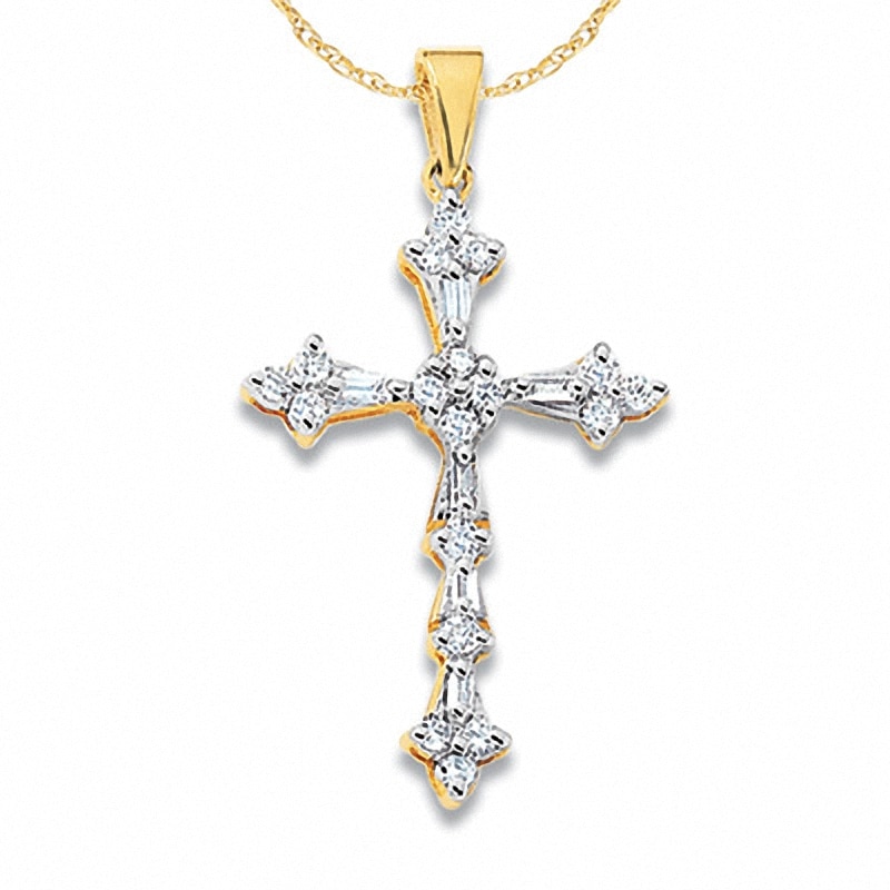 0.10 CT. T.W. Diamond Miracle Cross Pendant in 10K Gold