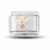 Thumbnail Image 1 of Pink Enamel Angel Italian Charm in Stainless Steel and 18K Gold-Tone Accents