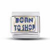 Thumbnail Image 1 of Enamel 'Born To Shop' Italian Charm in Stainless Steel with 18K Gold-Tone Accents