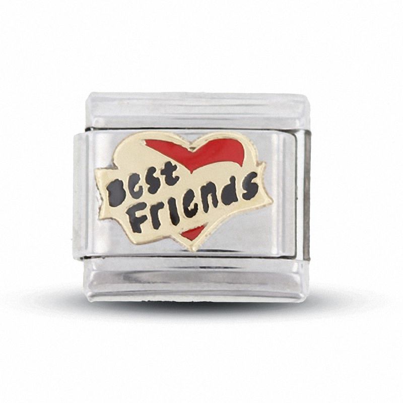 Enamel Best Friend Heart Italian Charm in Stainless Steel with 18K Gold-Tone Accents|Peoples Jewellers