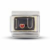 Thumbnail Image 1 of Enamel Black and Red 'I Heart U' Italian Charm in Stainless Steel with 18K Gold-Tone Accents