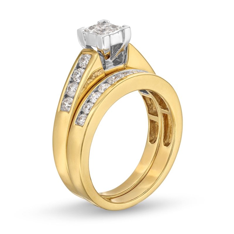 Main Image 3 of 1.00 CT. T.W. Quad Square-Cut Diamond Bridal Set in 14K Gold