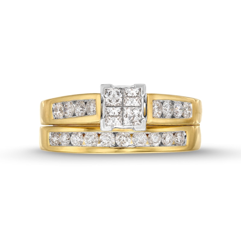 1.00 CT. T.W. Quad Square-Cut Diamond Bridal Set in 14K Gold|Peoples Jewellers