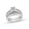 CT. T.W. Quad Princess-Cut Diamond Bridal Set in 14K White Gold
