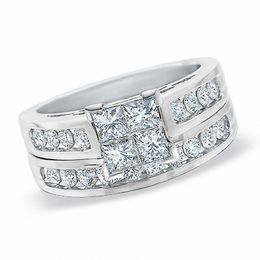 1.00 CT. T.W. Quad Princess-Cut Diamond Bridal Set in 14K White Gold