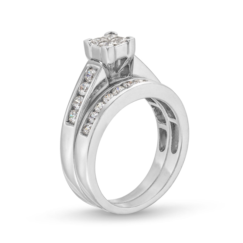 1.00 CT. T.W. Quad Princess-Cut Diamond Bridal Set in 14K White Gold