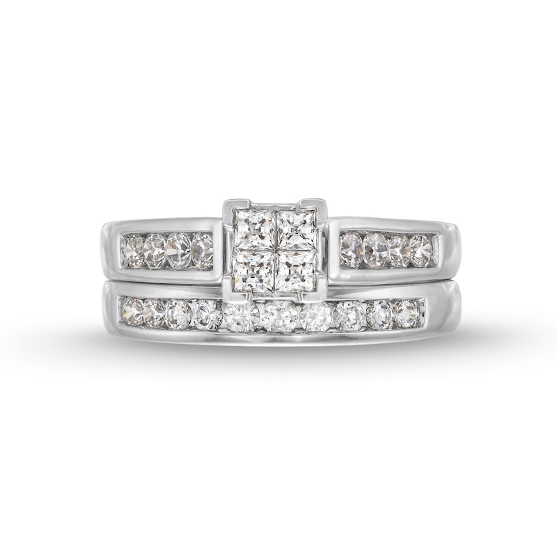 1.00 CT. T.W. Quad Princess-Cut Diamond Bridal Set in 14K White Gold