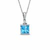 Square Blue Topaz and Diamond Pendant in 10K White Gold