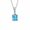 Thumbnail Image 0 of Square Blue Topaz and Diamond Pendant in 10K White Gold