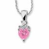 Thumbnail Image 1 of Pink Sapphire and Diamond Heart Pendant in 14K White Gold