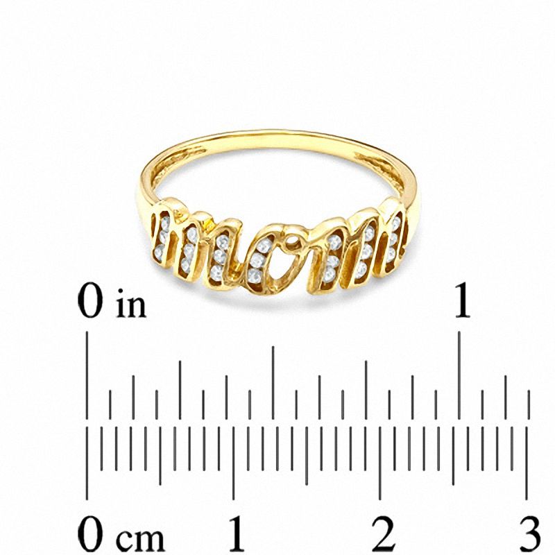 Main Image 3 of 0.12 CT. T.W. Diamond Script Mom Ring in 10K Gold