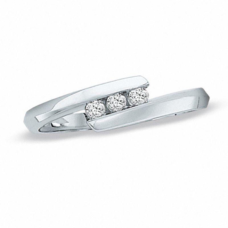 0.12 CT. T.W. Diamond Bypass Ring in 10K White Gold