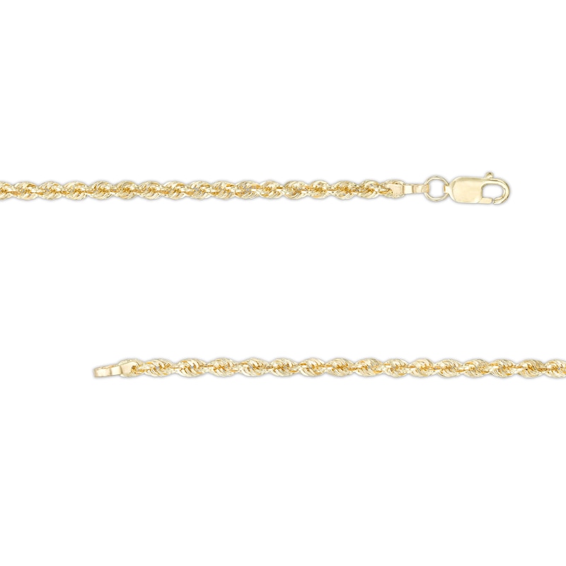 Main Image 3 of Rope Chain Anklet in Hollow 10K Gold - 10"