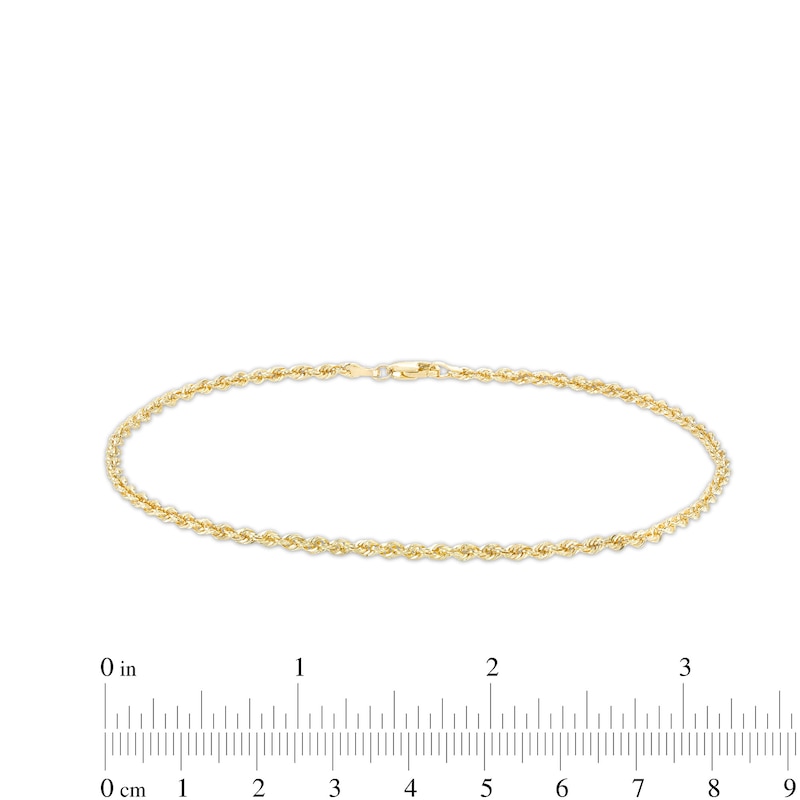 Main Image 4 of Rope Chain Anklet in Hollow 10K Gold - 10"