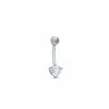Thumbnail Image 1 of 014 Gauge Belly Button Ring with Heart-Shaped Cubic Zirconia in 14K White Gold