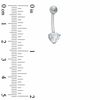 Thumbnail Image 2 of 014 Gauge Belly Button Ring with Heart-Shaped Cubic Zirconia in 14K White Gold