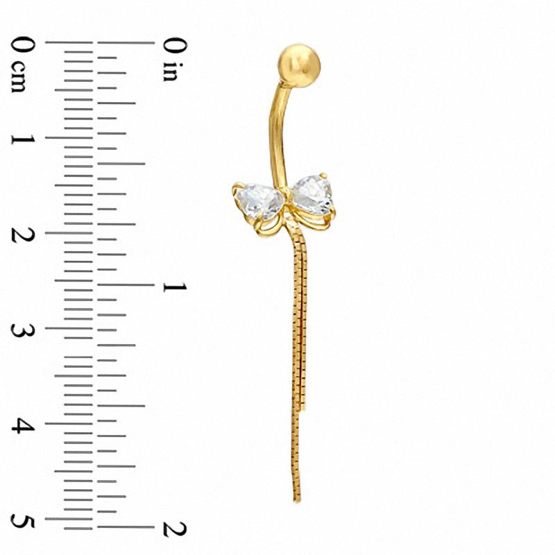 Main Image 2 of Butterfly with Tail Belly Button Ring with Cubic Zirconia in 14K Gold