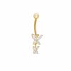 Thumbnail Image 1 of 014 Gauge Butterfly Dangle Belly Button Ring with Cubic Zirconia in 14K Gold