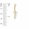 Thumbnail Image 2 of 014 Gauge Butterfly Dangle Belly Button Ring with Cubic Zirconia in 14K Gold