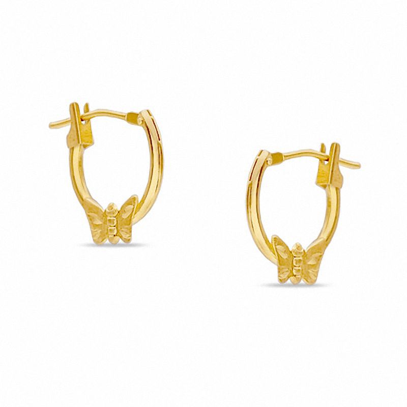 14K Gold Hoop Earrings with Butterfly|Peoples Jewellers