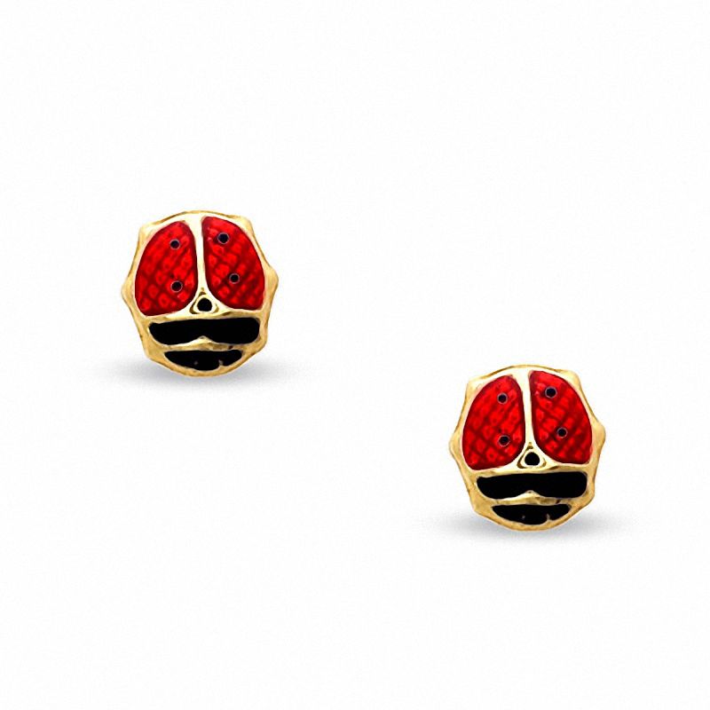 Enamel Ladybug Stud Earrings in 14K Gold|Peoples Jewellers
