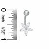Thumbnail Image 1 of 014 Gauge Flower Belly Button Ring with Marquise-Shaped Cubic Zirconia in Stainless Steel