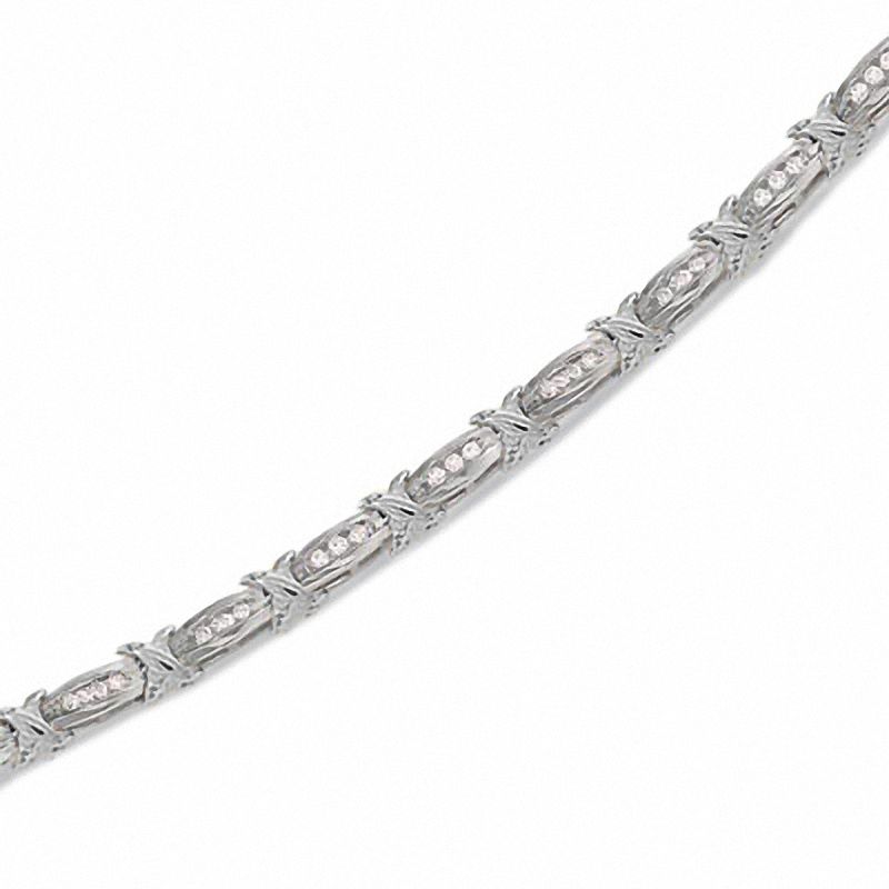 0.10 CT. T.W. Diamond "X" Channel Bracelet in 10K White Gold